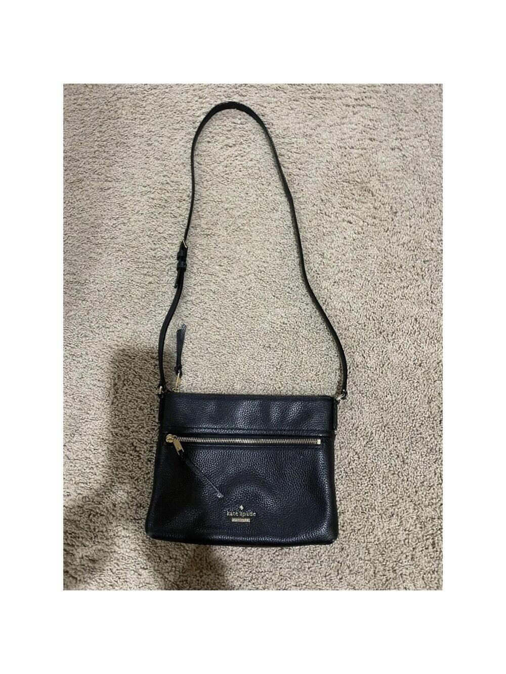 Kate Spade crossbody messenger bag purse small Black leather